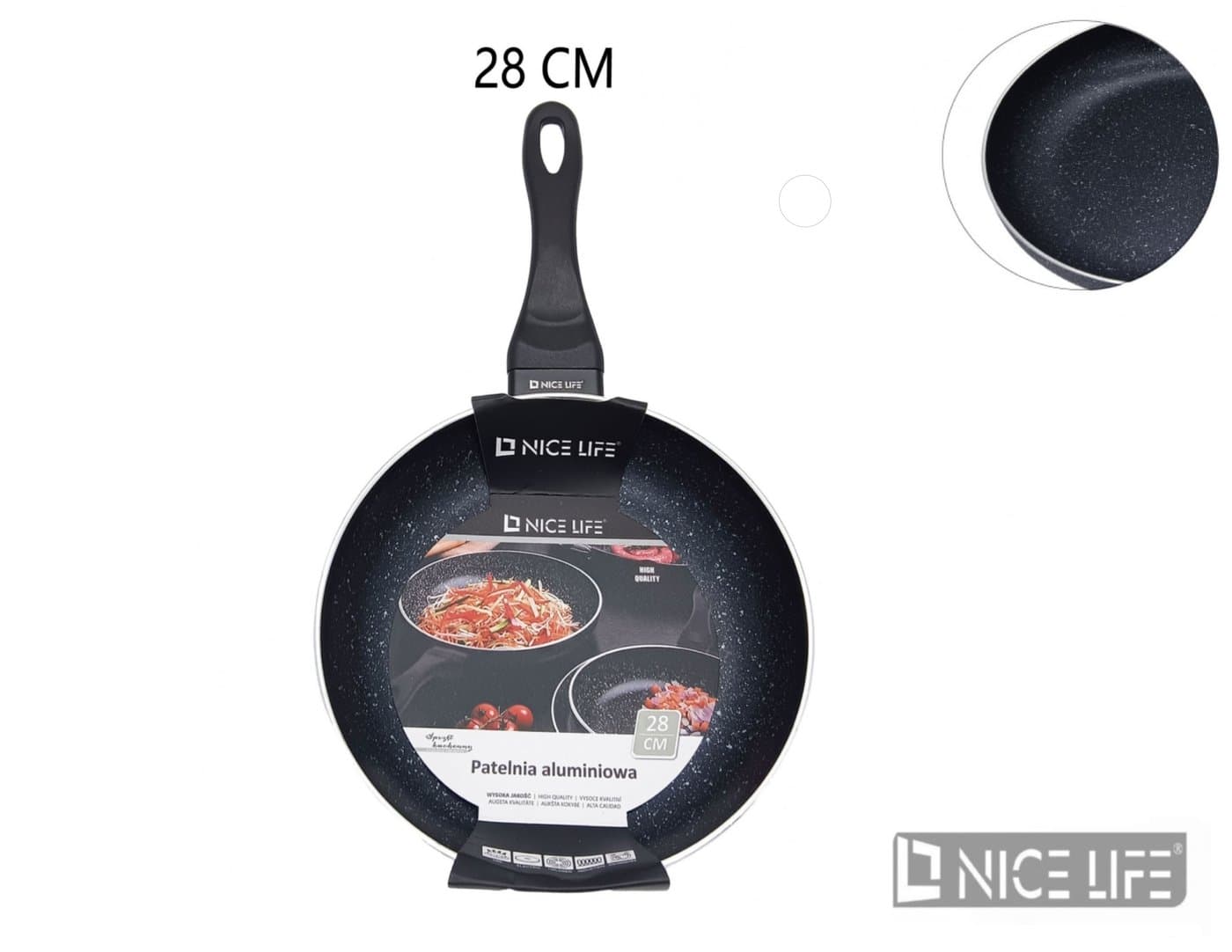 Patelnia aluminiowa czarna nakrapiana 28 cm