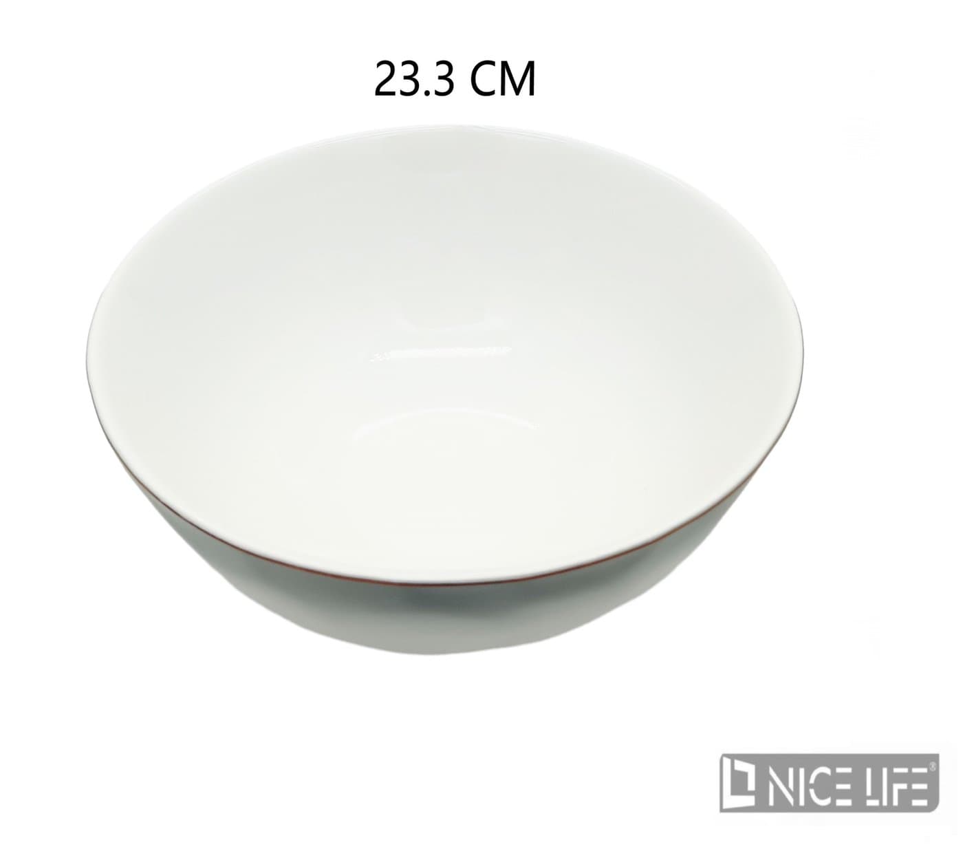 Miska ceramiczna biała do serwowania potraw z brązową obwódką