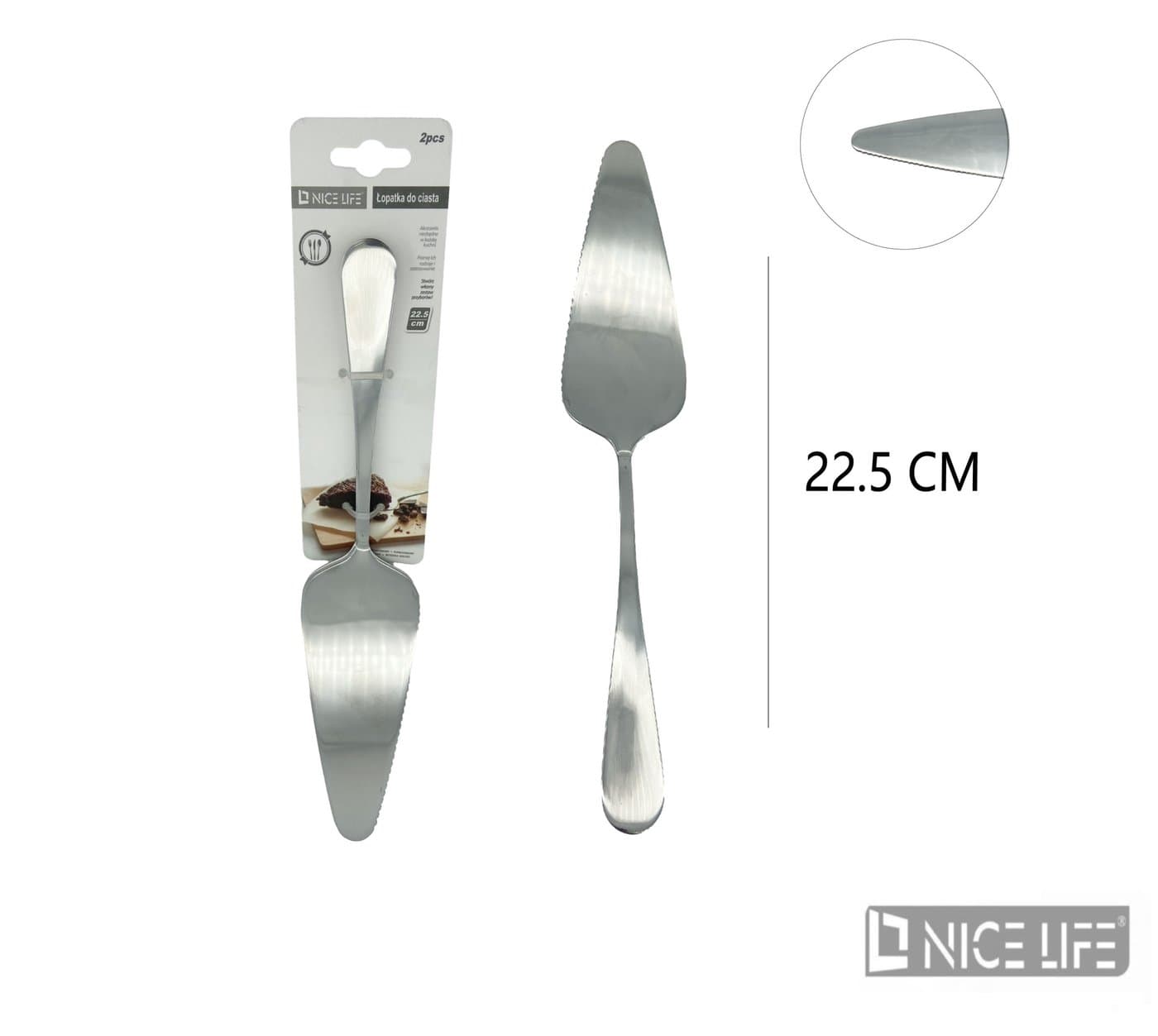 Łopatka do ciasta metalowa srebrzysta z szeroką końcówką