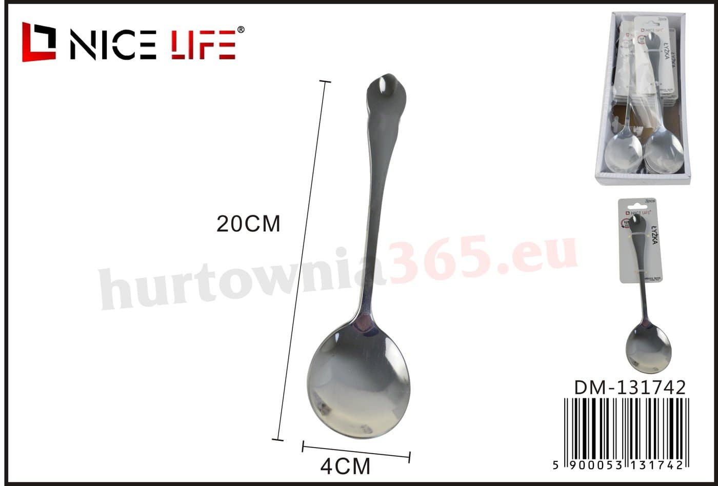Łyżka metalowa z szeroką okrągłą częścią czerpakową