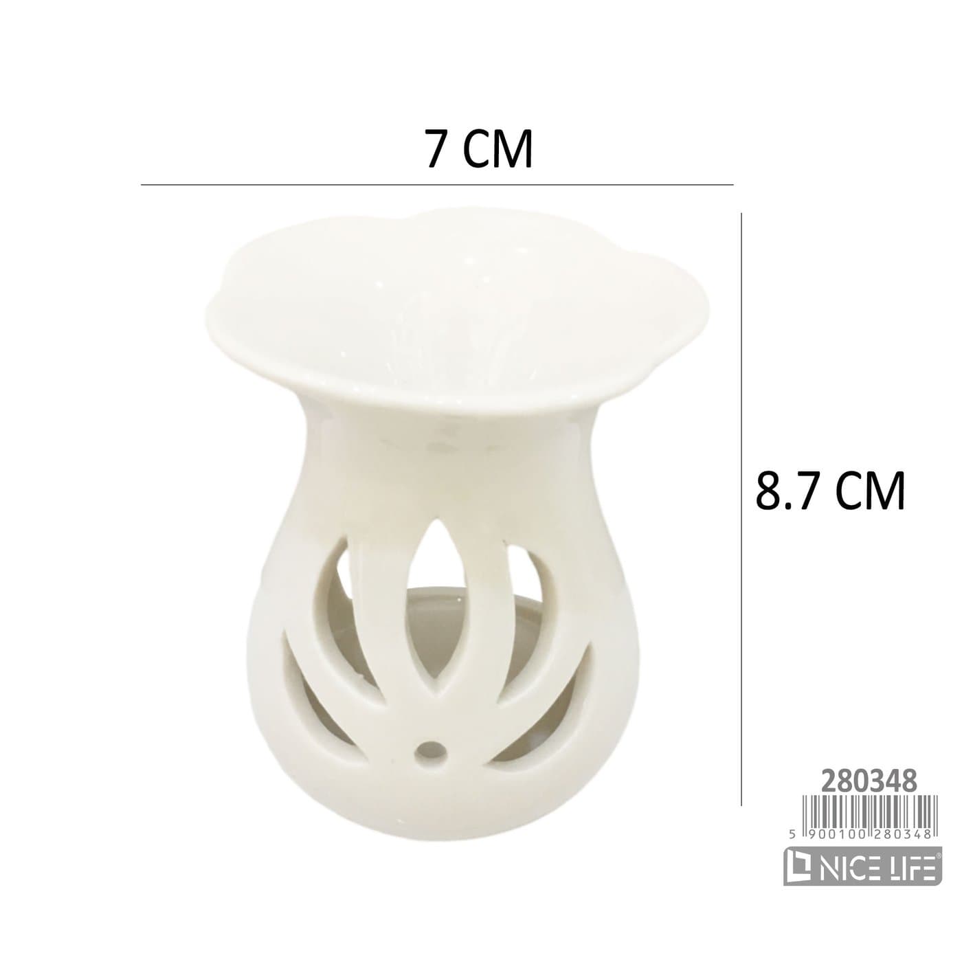 Kominek ceramiczny kremowy z szeroką miseczką w płatki