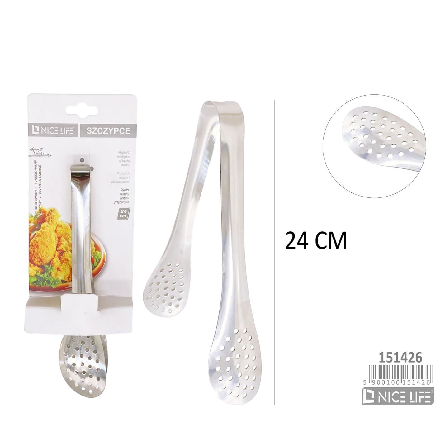 Szczypce kuchenne metalowe do odsączania potraw