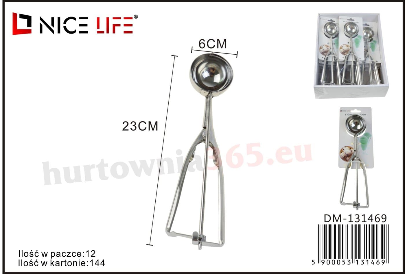 Łyżka do lodów metalowa z mechanizmem zwalniającym