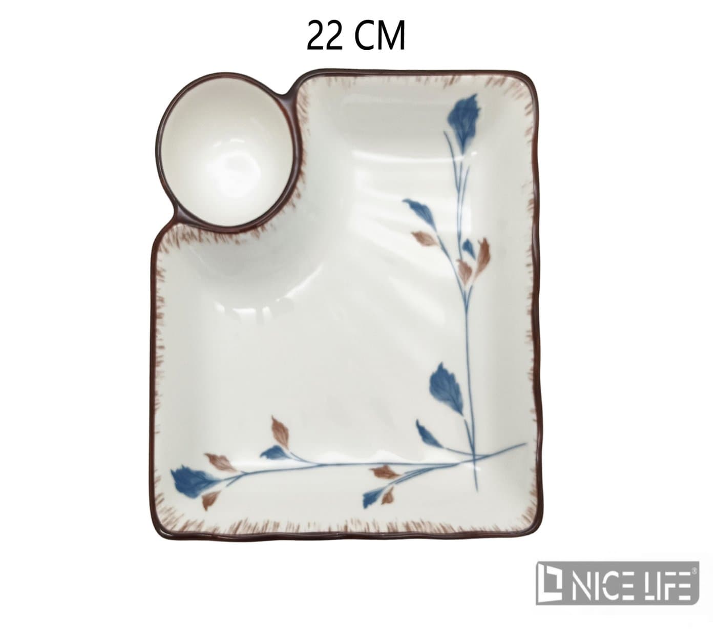 Talerz ceramiczny kwadratowy z okrągłą przegródką