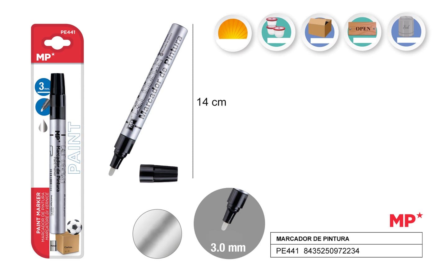Marker olejowy srebrny 3.0MM MP