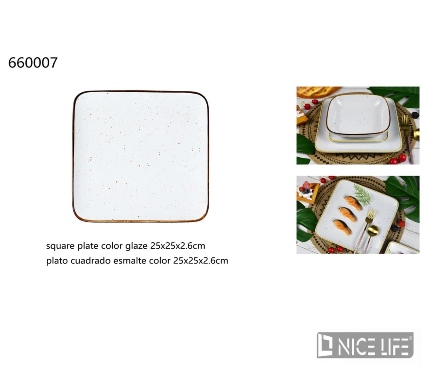 Talerz ceramiczny kwadratowy biały 25 cm
