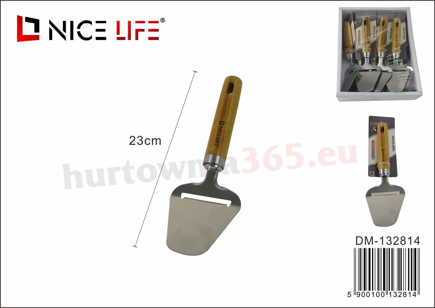 Nóż do sera metalowy z drewnianą rączką 23 cm