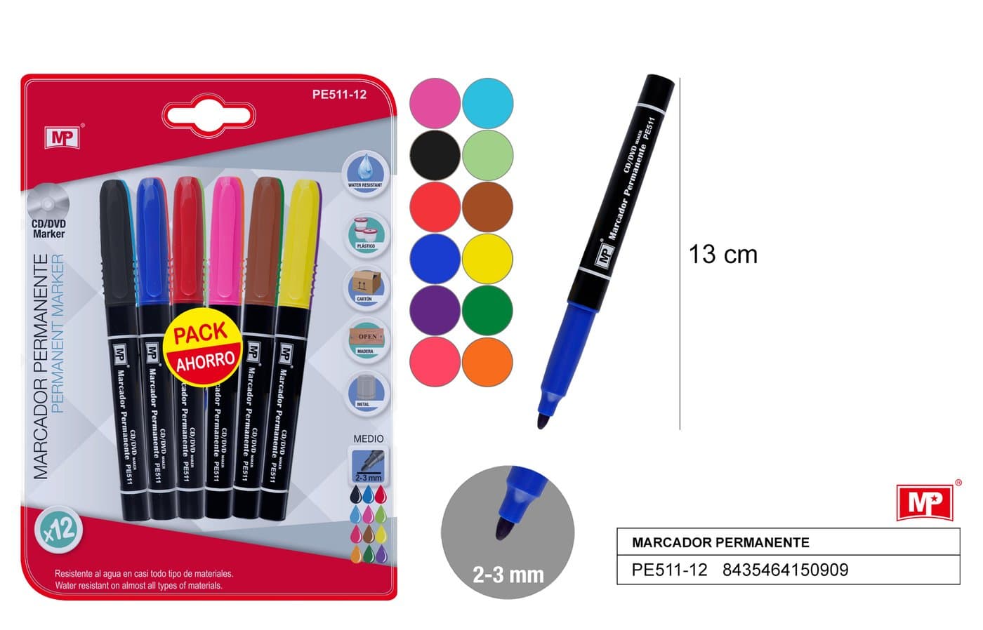 Marker permanentny 12 szt./opakowanie 2-3MM MP