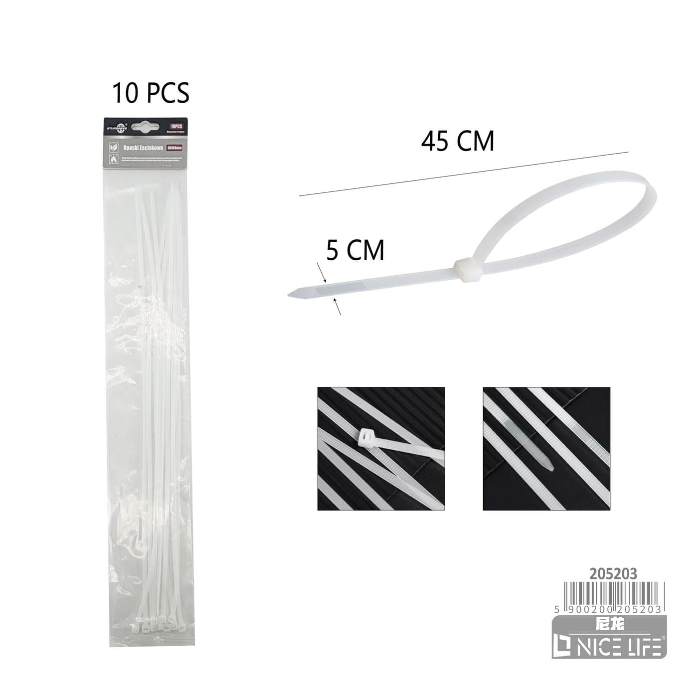 Opaski plastikowe białe z mechanizmem zaciskowym