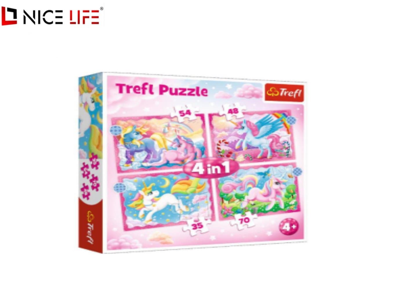 PUZZLE 4W1 Jednorożce i magia