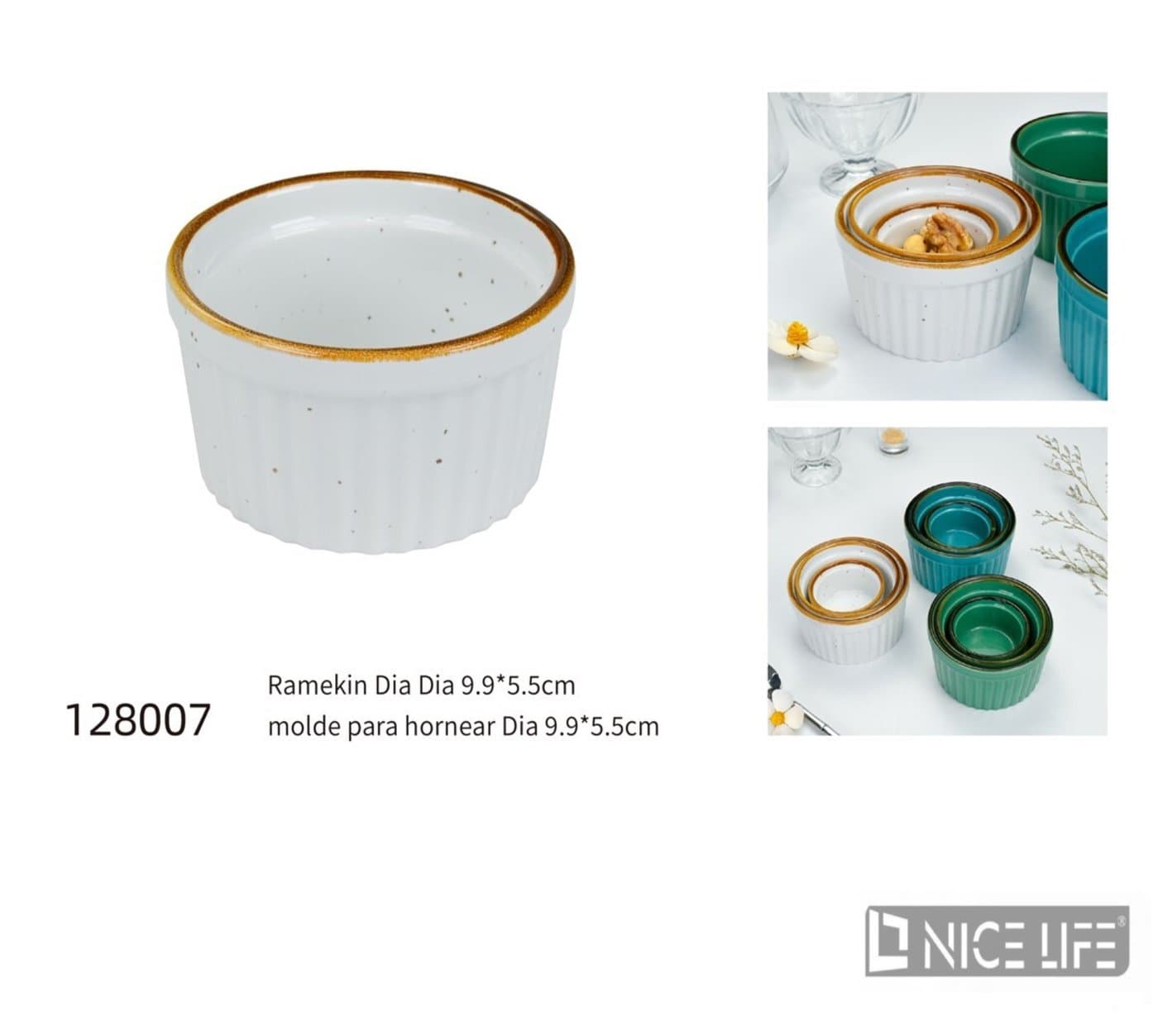 Ceramiczna forma do pieczenia biała z brązowym obrzeżem