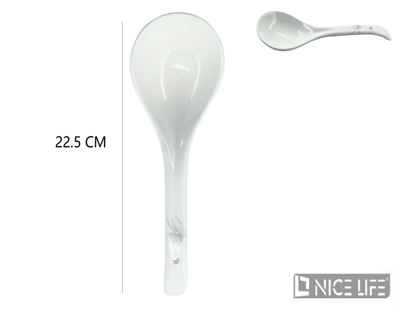 Łyżka ceramiczna biała z głęboką częścią nabierającą