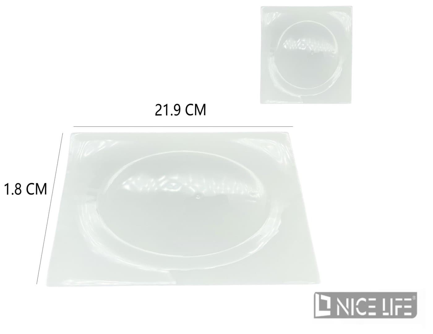 Talerz ceramiczny biały kwadratowy z okrągłym zagłębieniem