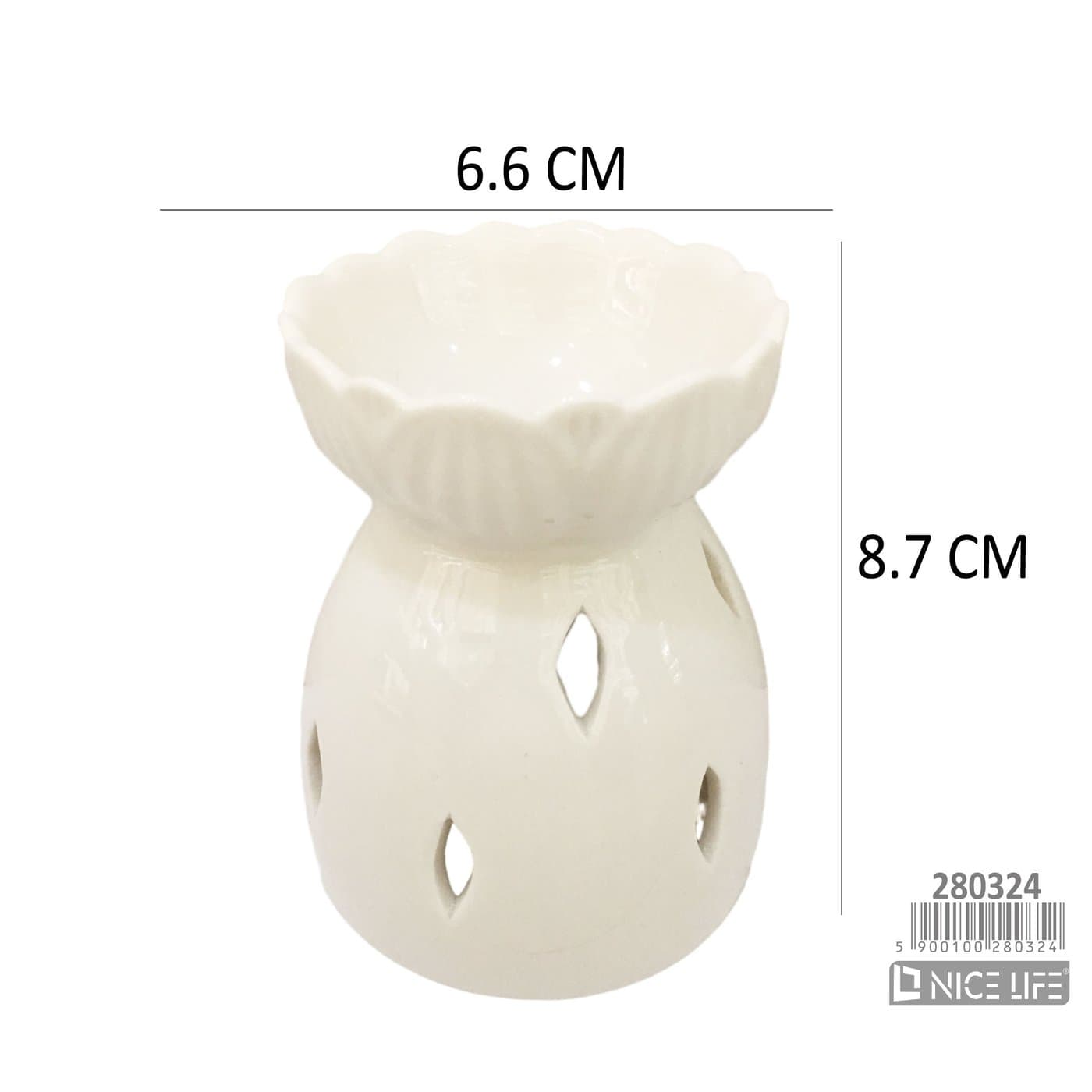 Kominek ceramiczny kremowy z falistą miseczką