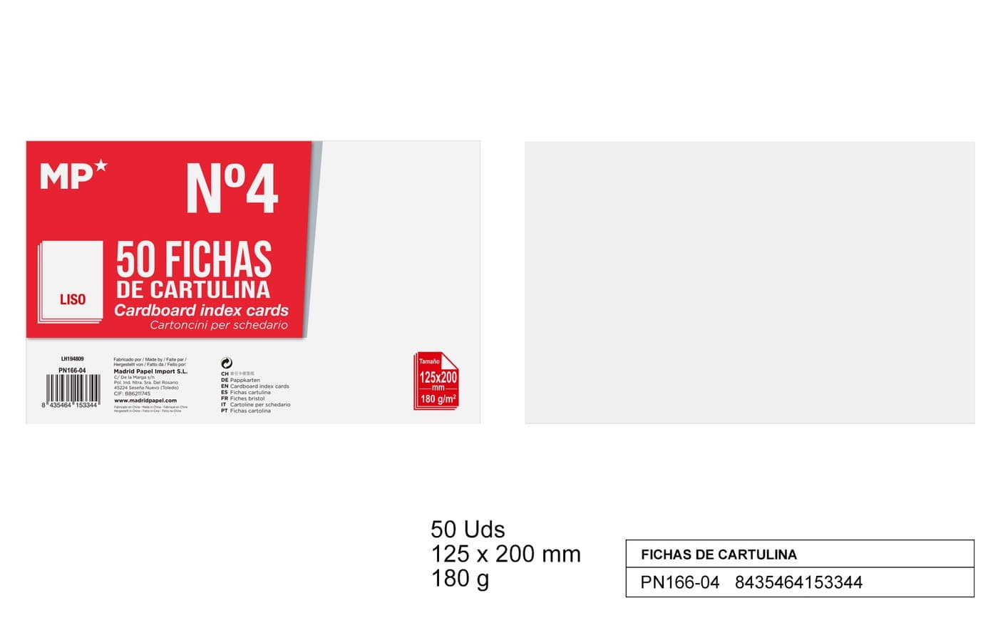 Papier bezdrzewny biały 125 × 200 mm
