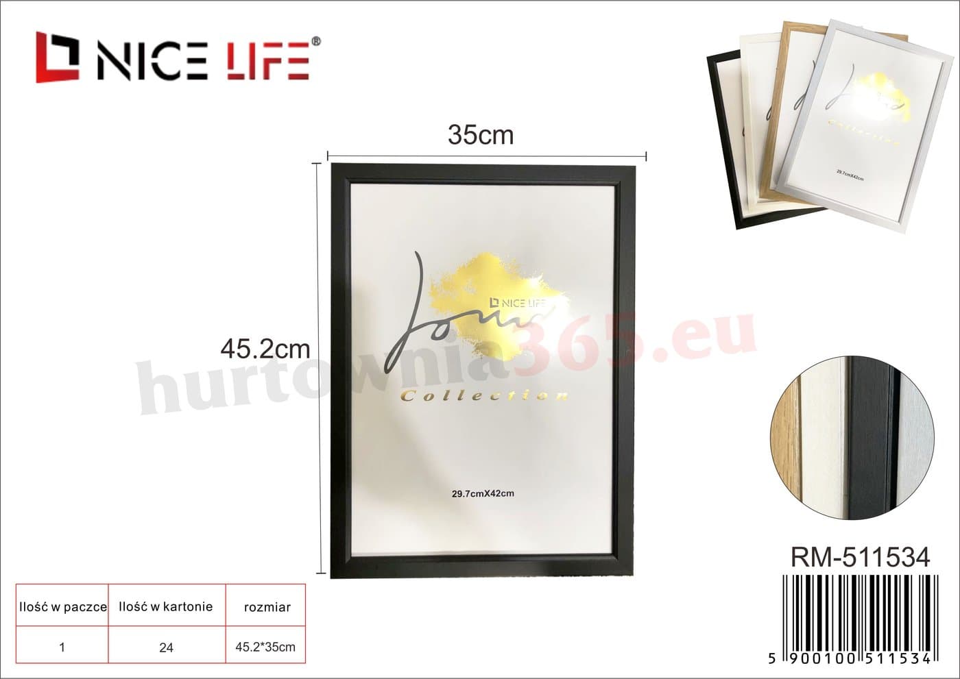 Ramka srebrna, biała, czarna lub w kolorze naturalnego drewna