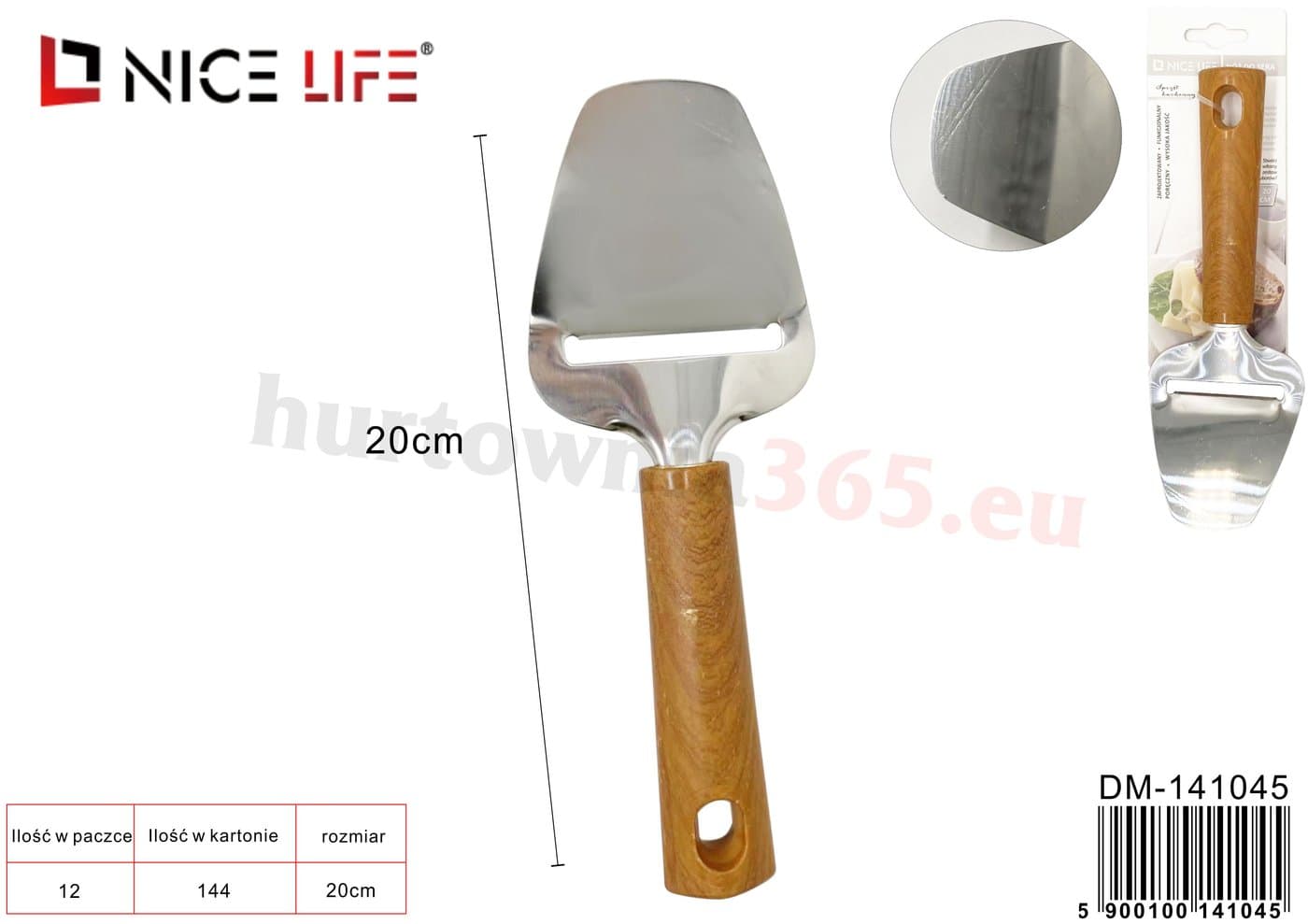 Nóż do sera metalowy z brązową rękojeścią