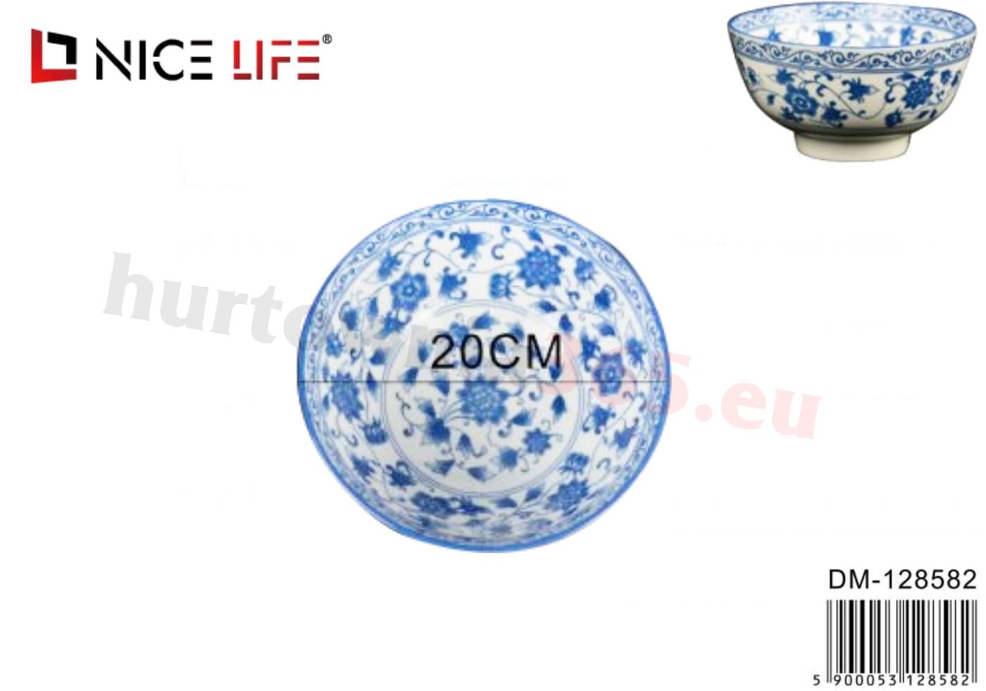 Miska ceramiczna biała z kwiatowo-roślinnym ornamentem