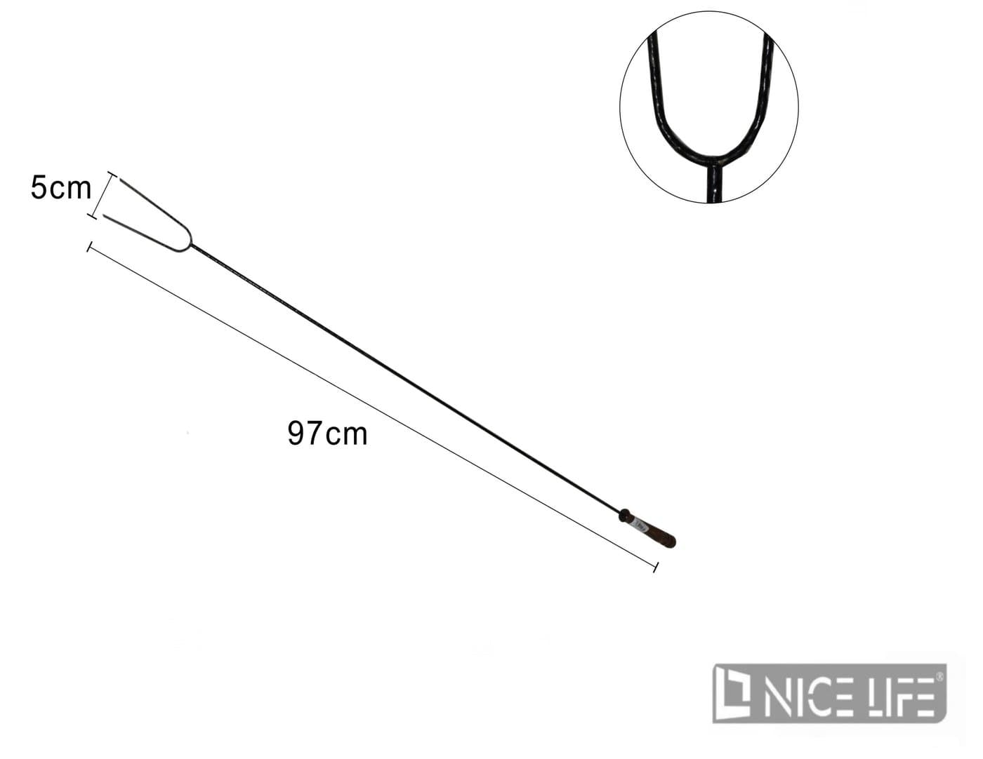 Widelec do ogniska metalowy z drewnianą rączką