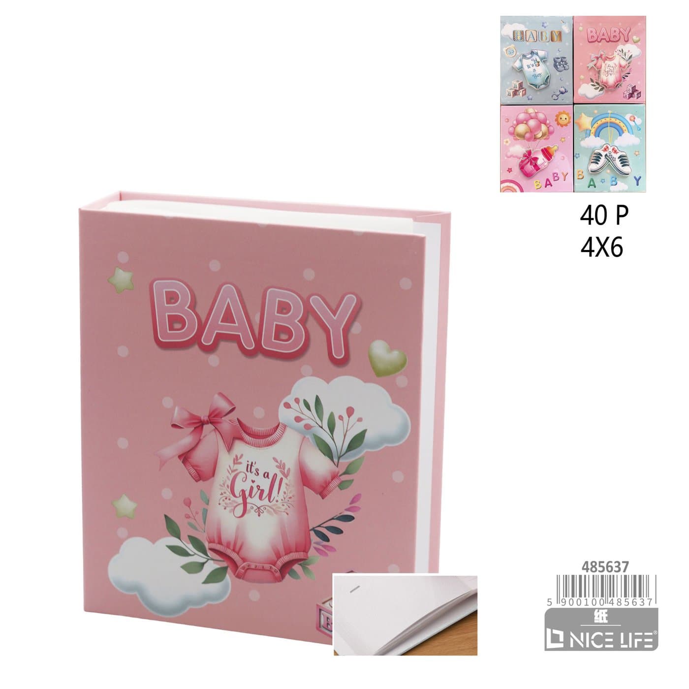 Album na zdjęcia dziecięce z różową okładką z body