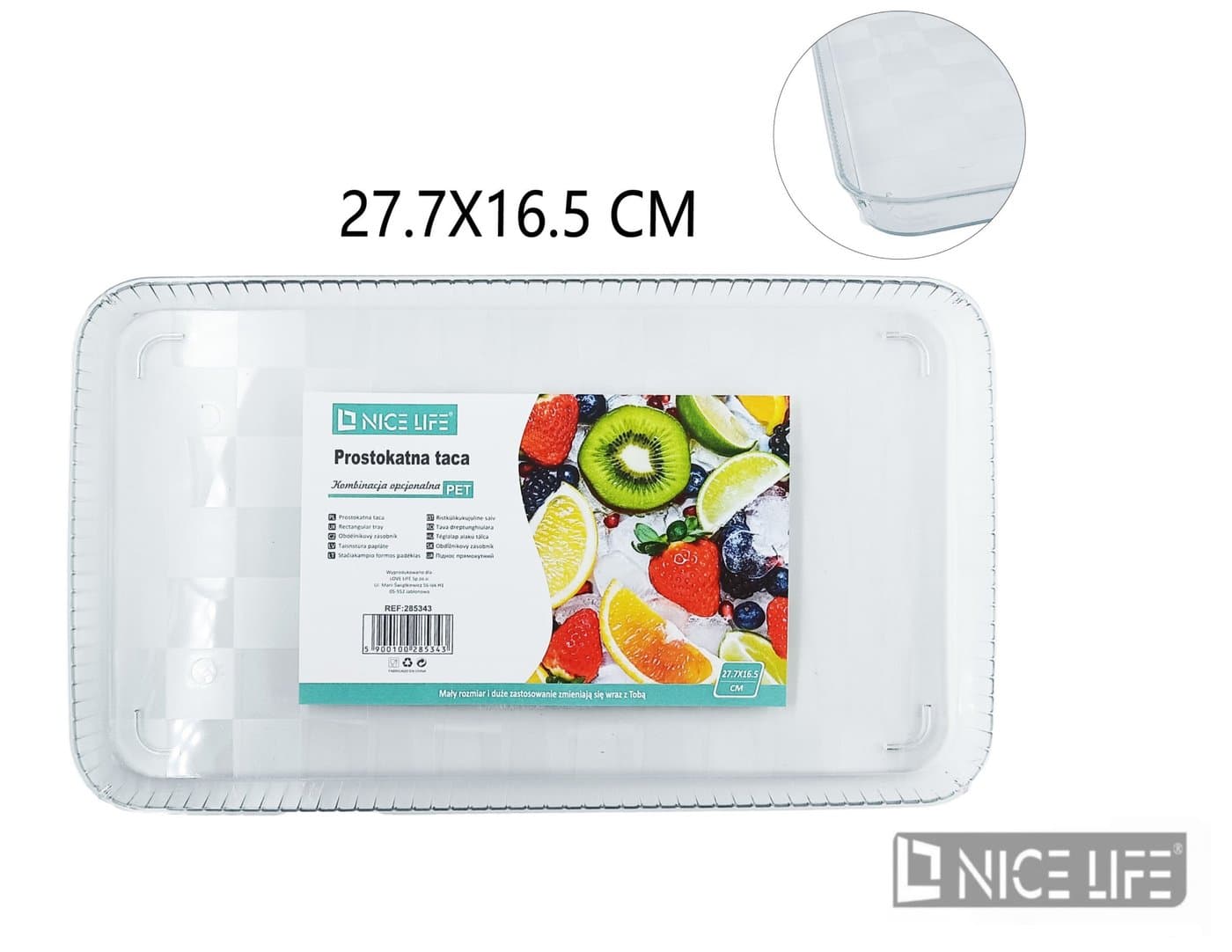 Taca plastikowa prostokątna przezroczysta do układania produktów