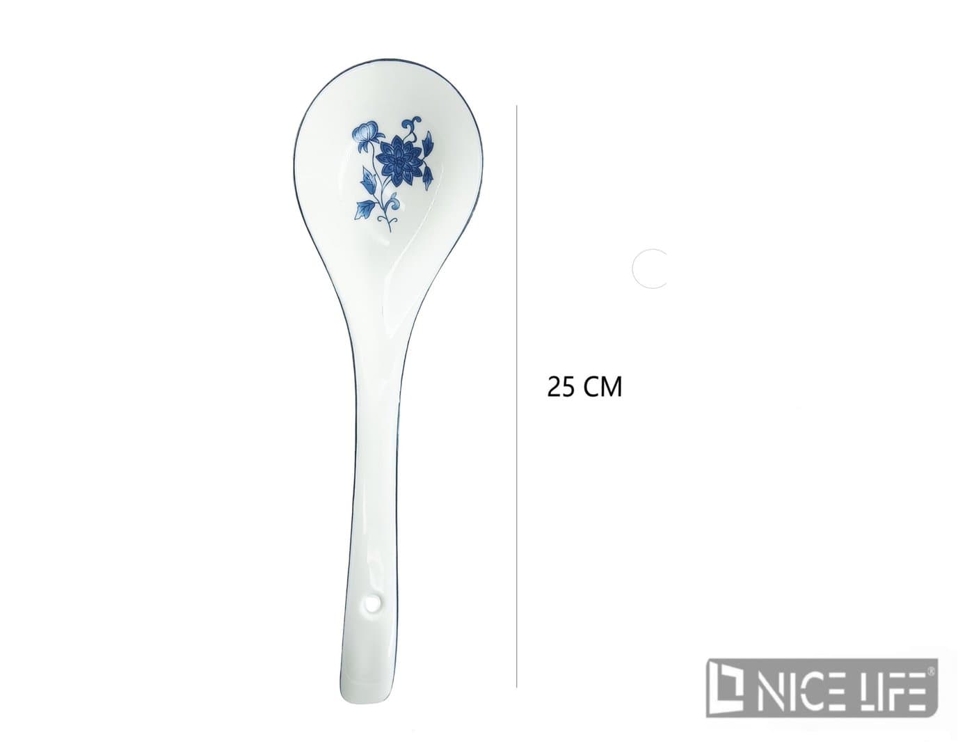 Łyżka ceramiczna biała z motywem kwiatowym