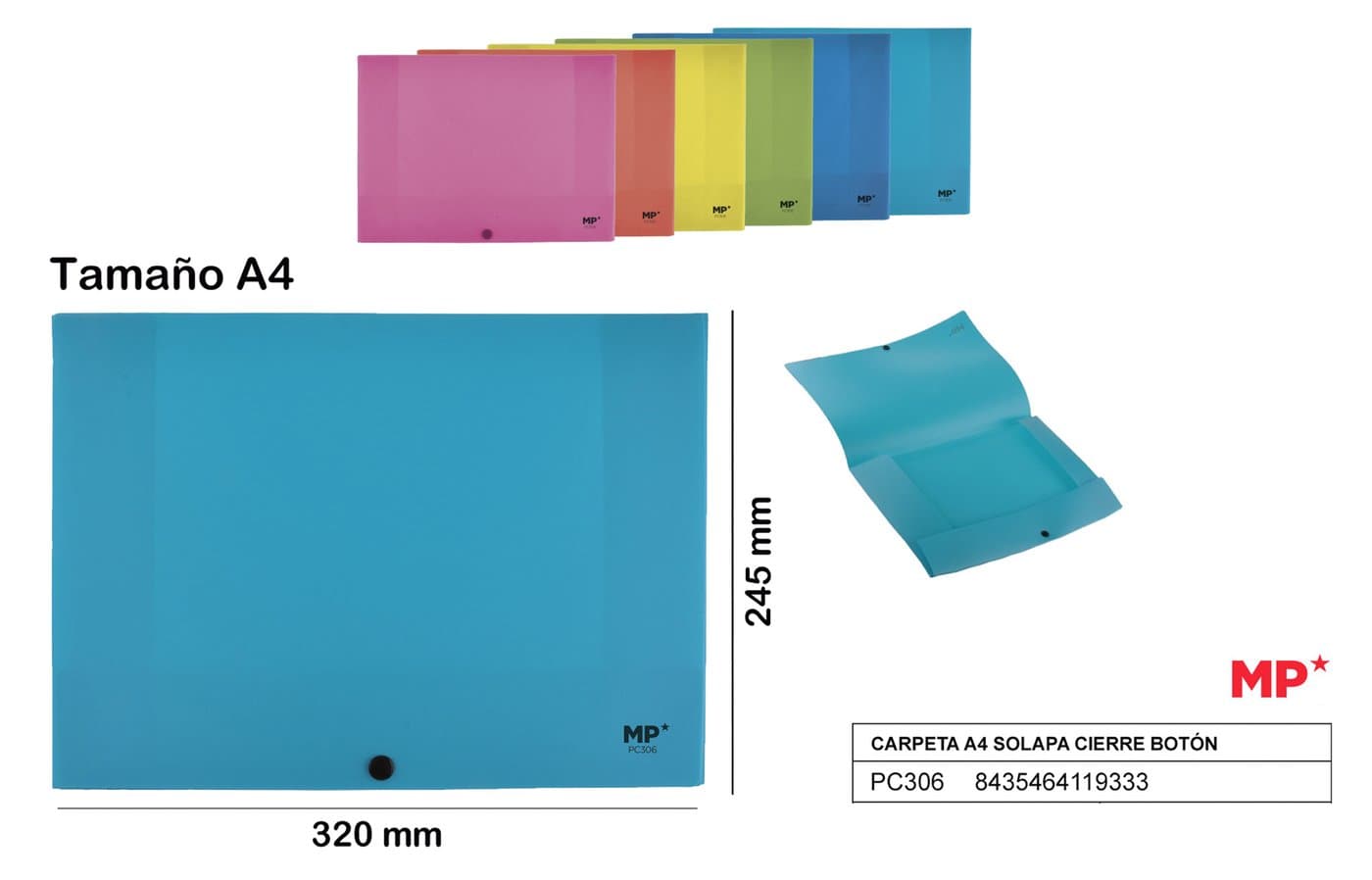 Teczka plastikowa A4 z klapką na zatrzask kolorowa
