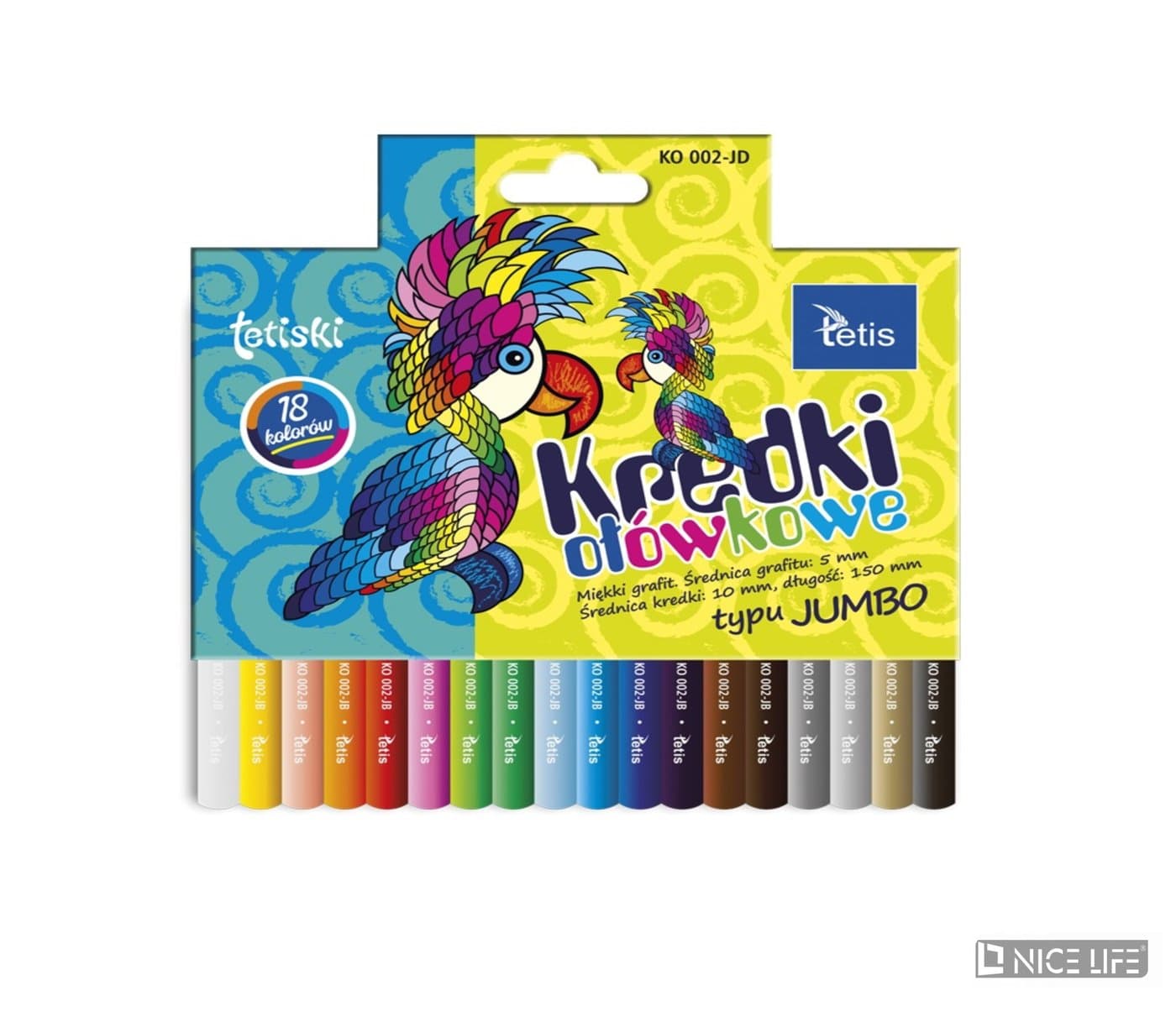 Kredki TETISKI okrągłe jumbo 18kol.