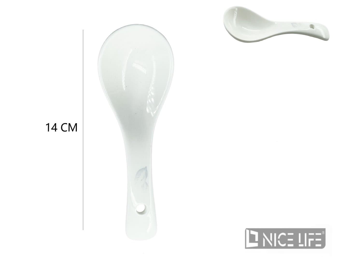 Łyżka ceramiczna biała z otworem do zawieszenia w uchwycie