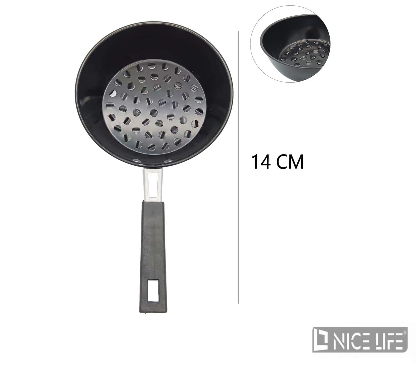 Naczynie do grillowania czarne z plastikową rączką