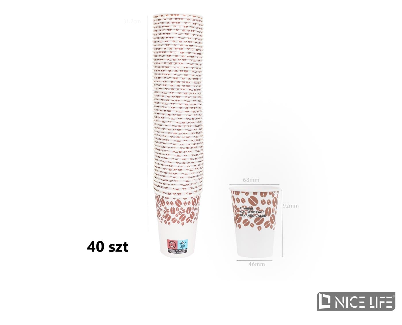Kubeczki papierowe 210 ml (40 szt) - CAFFE ARABICO