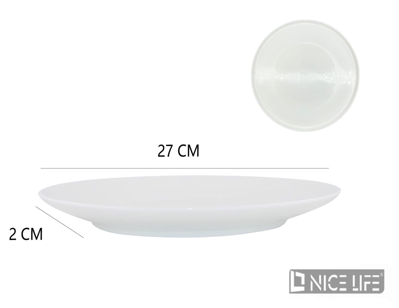 Talerz ceramiczny płytki biały z podniesionym rantem