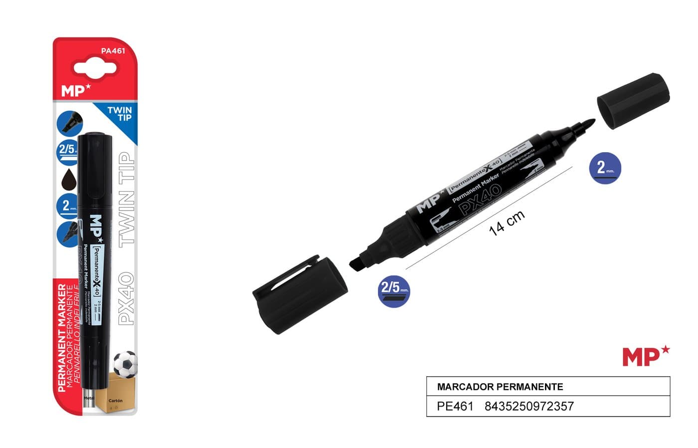 Marker permanentny dwustronny czarny