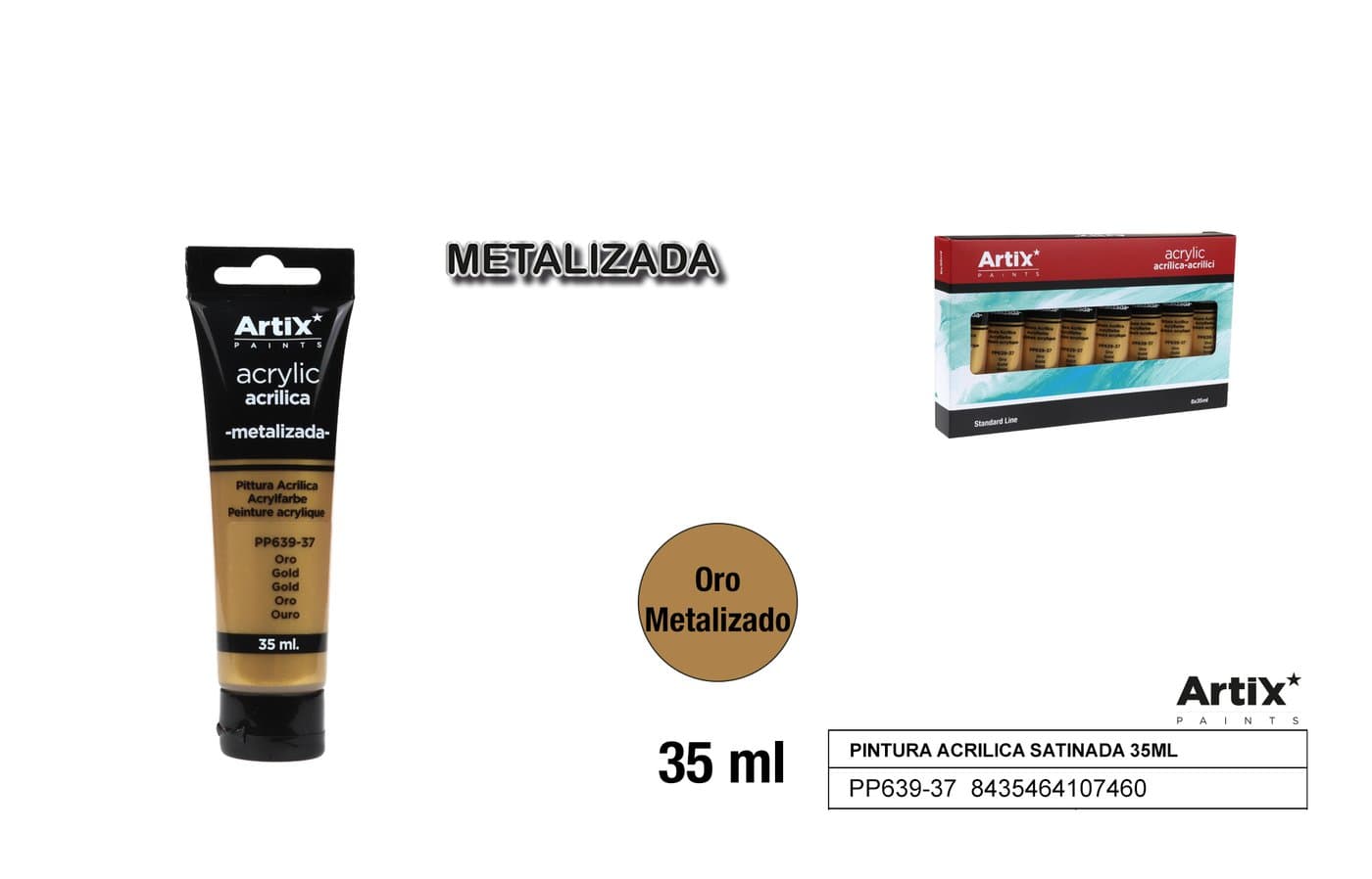 Farba akrylowa metalizowana złota w tubce
