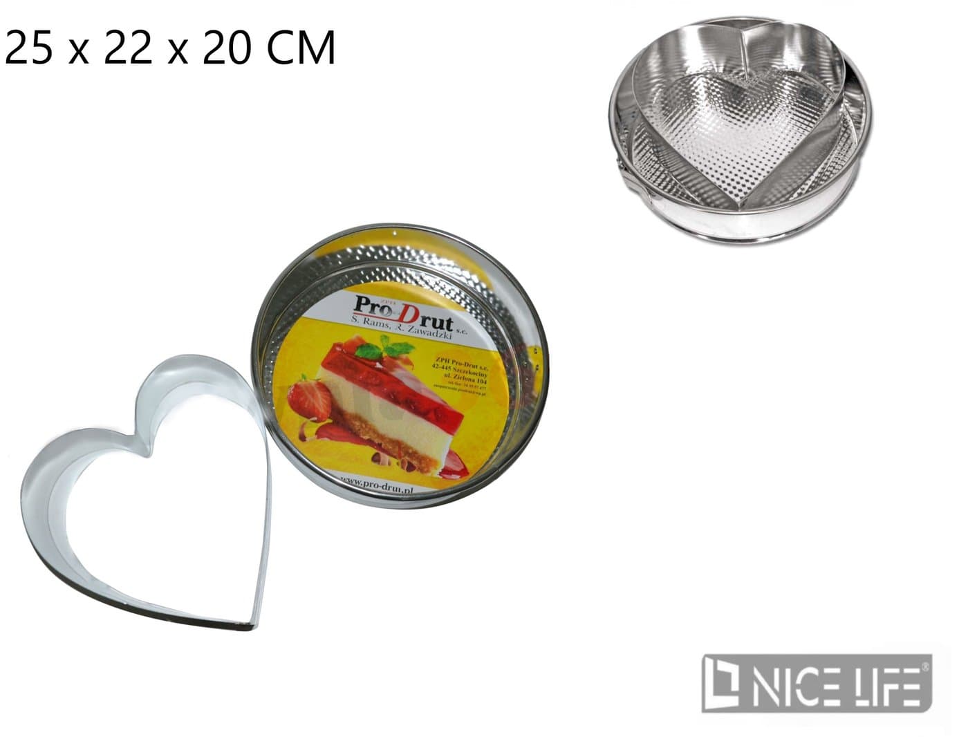 Tortownica metalowa w kształcie serca srebrna