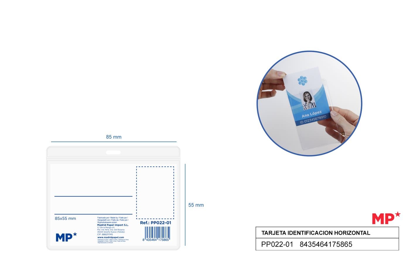Holder na identyfikator poziomy z wkładką imienną