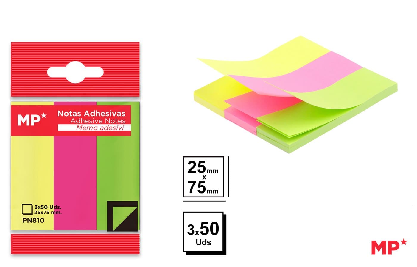 Karteczki samoprzylepne kolorowe 25 × 75 mm
