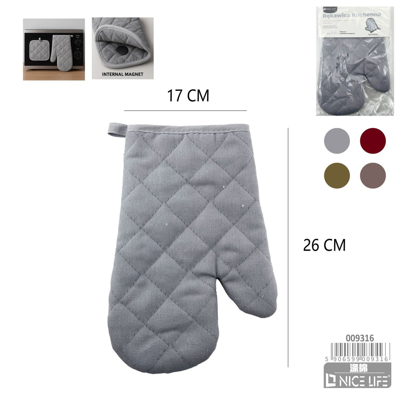 Rękawica kuchenna pikowana z magnesem