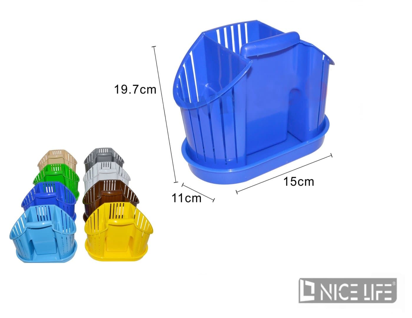 Ociekacz na sztućce plastikowy z przegródkami i podstawką