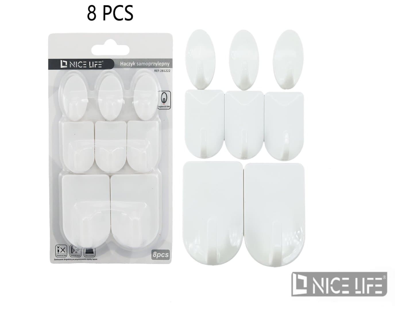 Uchwyt samoprzylepny biały plastikowy w różnych kształtach