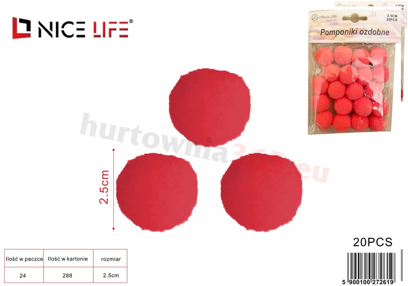 Pomponiki ozdobne czerwone