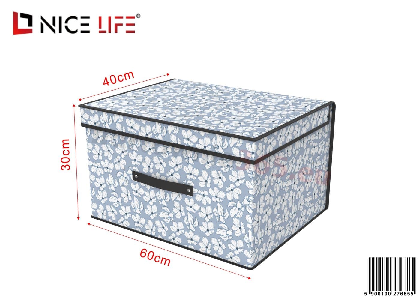 Pudełko do przechowywania niebieskie w biały wzór roślinny