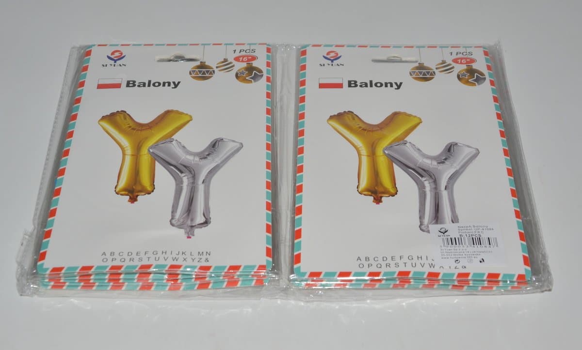Balon foliowy w kształcie litery Y, srebrny