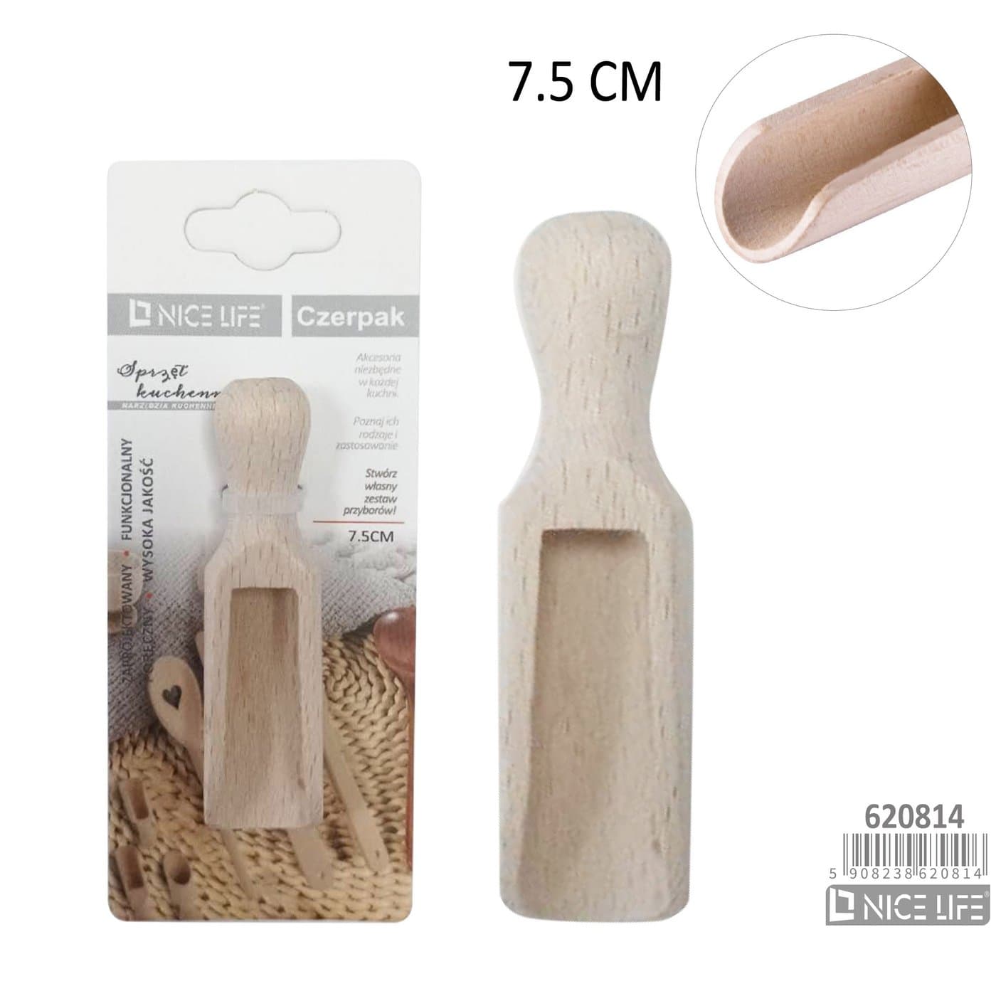 Czerpak drewniany do produktów sypkich 7,5 cm