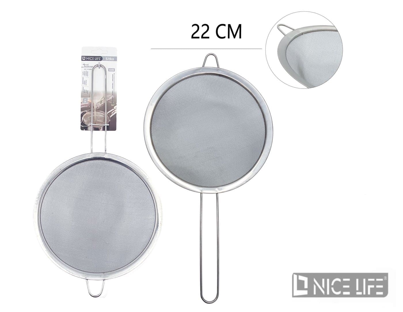 Cedzak kuchenny metalowy okrągły z długim uchwytem