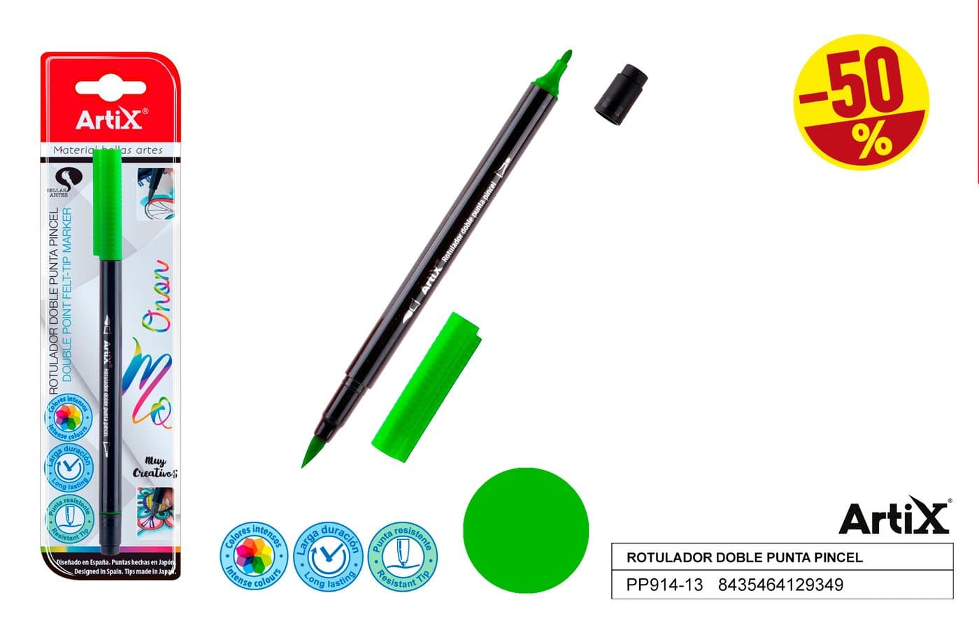 Marker dwustronny z zielonym tuszem