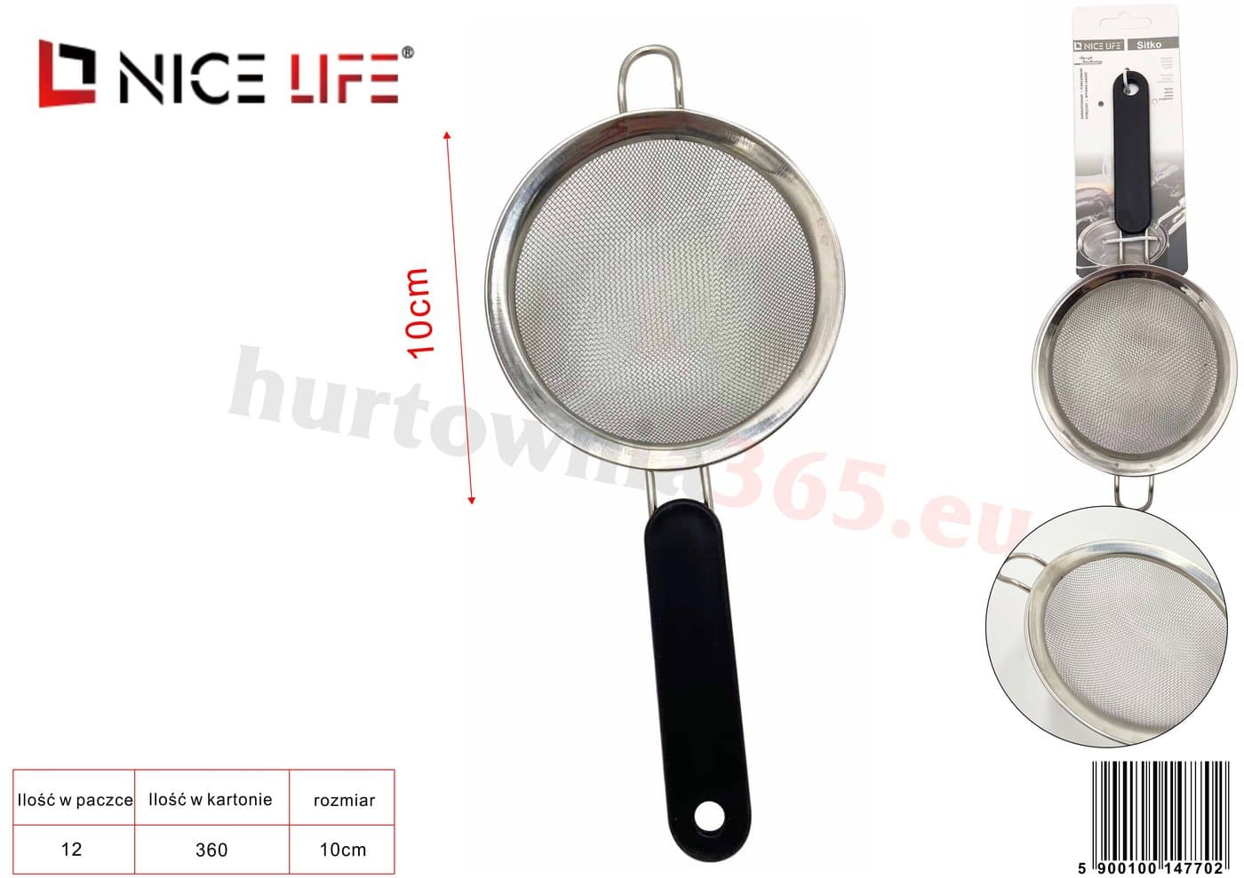 Sitko metalowe 10 cm z plastikową rączką