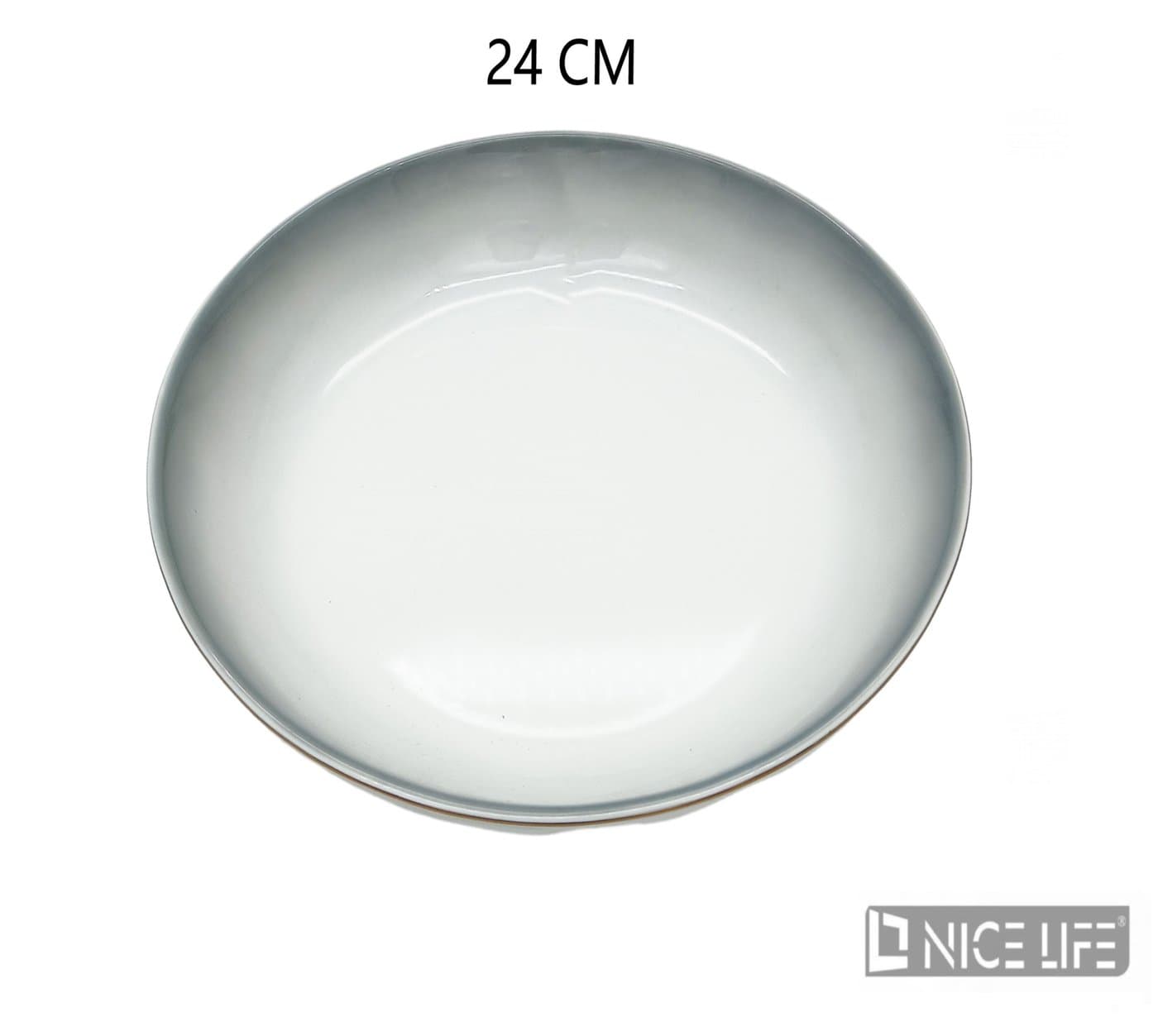 Talerz ceramiczny okrągły biały z szarym cieniowaniem