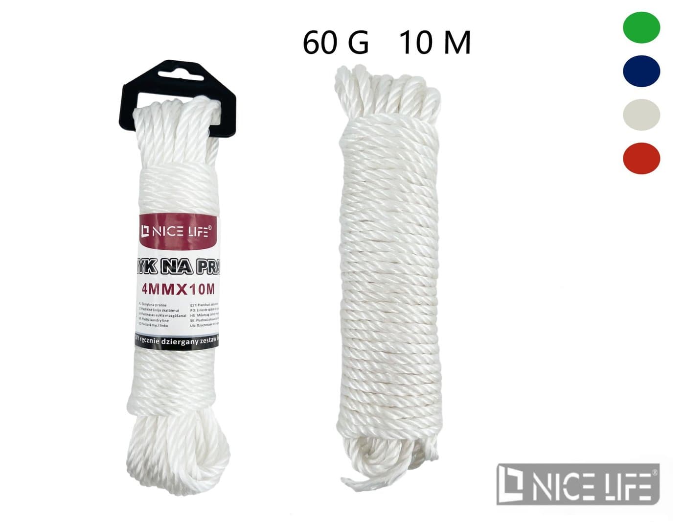 Żemyk na pranie nylonowy 4 mm × 10 m