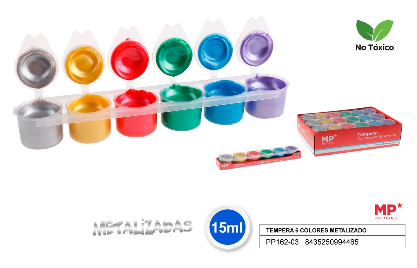 Farba plakatowa tempera 6 Kol. Metaliczne X 15Ml
